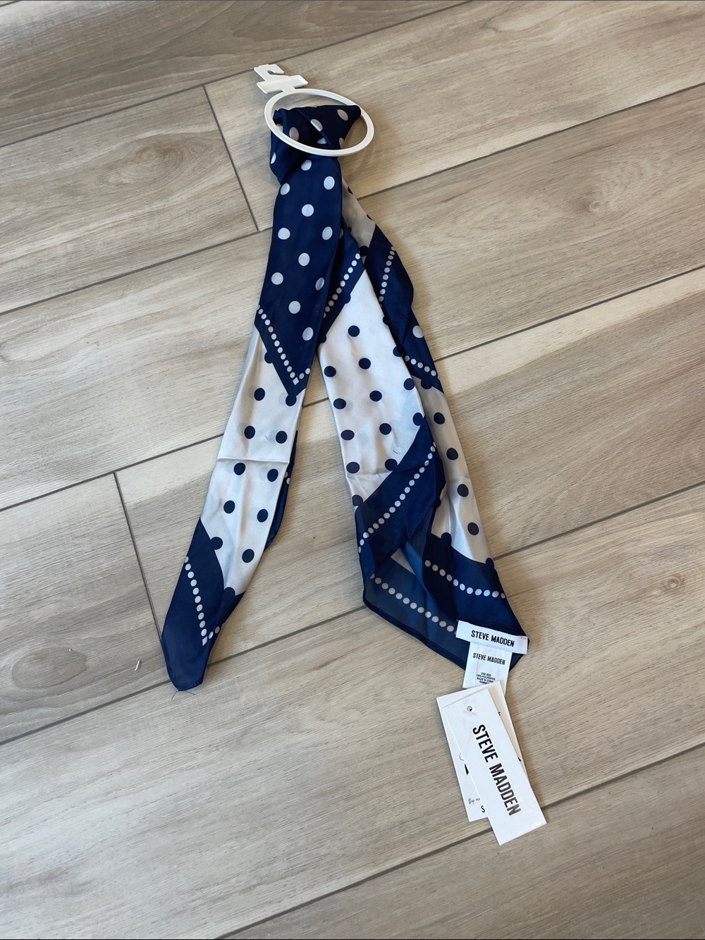 Steve Madden Navy & White Polka Dot Neck Scarf